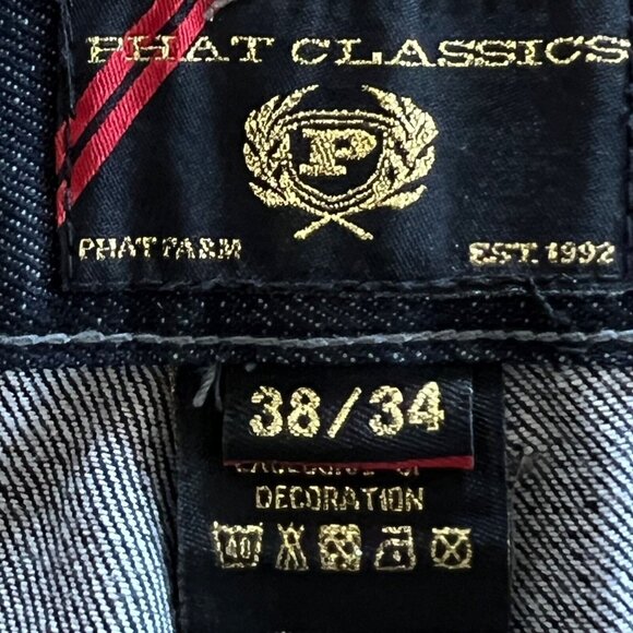 NWOT Phat Classic Men’s Navy Denim Jeans Size 38x34 (W38xL32) Straight Leg - Picture 9 of 10